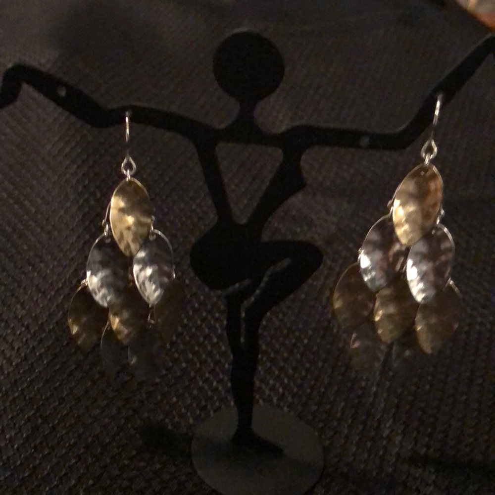 Chandelier Hammered Leaf Earrings